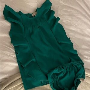 Kate Spade Green ruffle dress with bloomers